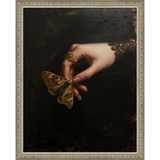 SA251-GOTHIC BUTTERFLY Hand framed in an ornate dark silver frame. Finished Size: W 12.25 in x H 15.25 in