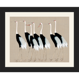 SA260-HERD OF OSTRICH Hand framed in a matte black frame. Finished Size: W 11.25 in x H 9.25 in