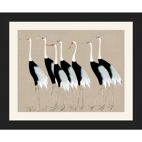 SA260-HERD OF OSTRICH Hand framed in a matte black frame. Finished Size: W 11.25 in x H 9.25 in