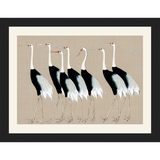 SA260-HERD OF OSTRICH Hand framed in a matte black frame. Finished Size: W 13.25 in x H 10.25 in