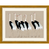 SA260-HERD OF OSTRICH Hand framed in a transitional gold frame. Finished Size: W 13.25 in x H 10.25 in