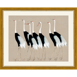 SA260-HERD OF OSTRICH Hand framed in a transitional gold frame. Finished Size: W 15.25 in x H 12.25 in