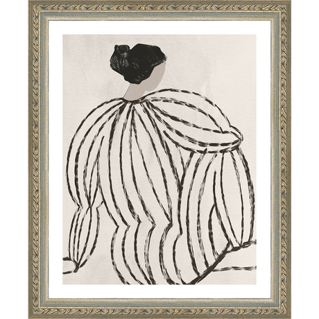 SA262-SEATED FIGURE Hand framed in an ornate dark silver frame. Finished Size: W 9.25 in x H 11.25 in