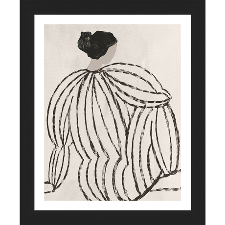 SA262-SEATED FIGURE Hand framed in a matte black frame. Finished Size: W 9.25 in x H 11.25 in