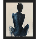 SA264-CONTEMPLATIVE FIGURE I Hand framed in a matte black frame. Finished Size: W 9.25 in x H 11.25 in