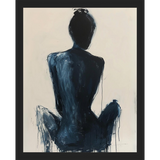 SA264-CONTEMPLATIVE FIGURE I Hand framed in a matte black frame. Finished Size: W 12.25 in x H 15.25 in