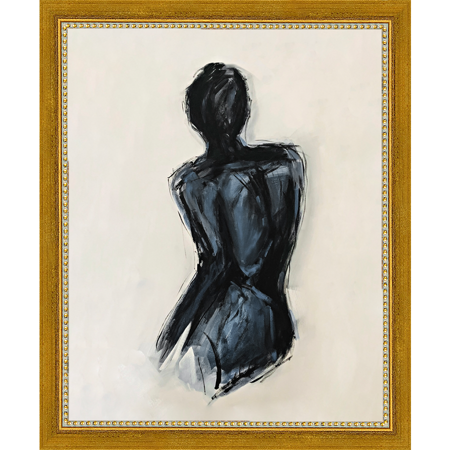 SA265-CONTEMPLATIVE FIGURE II Hand framed in a transitional gold frame. Finished Size: W 9.25 in x H 11.25 in