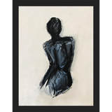 SA265-CONTEMPLATIVE FIGURE II Hand framed in a matte black frame. Finished Size: W 10.25 in x H 13.25 in