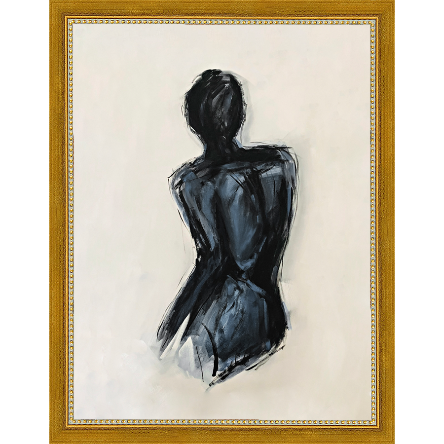 SA265-CONTEMPLATIVE FIGURE II Hand framed in a transitional gold frame. Finished Size: W 10.25 in x H 13.25 in