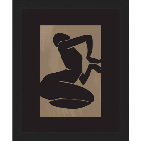 SA268-KNEELING NUDE Hand framed in a matte black frame. Finished Size: W 9.25 in x H 11.25 in