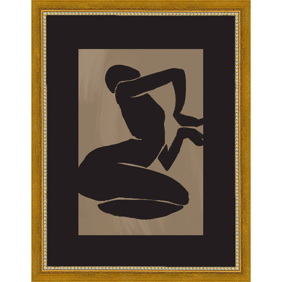 SA268-KNEELING NUDE Hand framed in a transitional gold frame. Finished Size: W 10.25 in x H 13.25 in