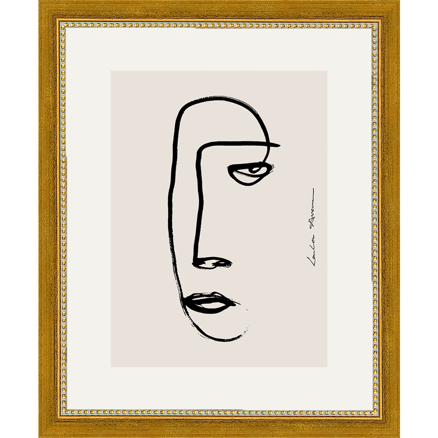 SA269-MINIMALIST PROFILE Hand framed in a transitional gold frame. Finished Size: W 9.25 in x H 11.25 in