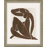 SA272-SEATED NUDE Hand framed in an ornate dark silver frame. Finished Size: W 9.25 in x H 11.25 in