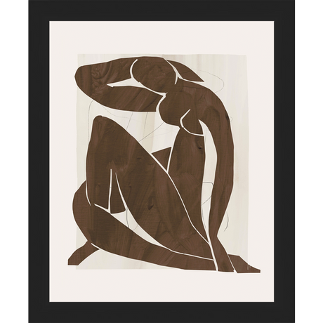 SA272-SEATED NUDE Hand framed in a matte black frame. Finished Size: W 9.25 in x H 11.25 in