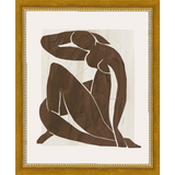 SA272-SEATED NUDE Hand framed in a transitional gold frame. Finished Size: W 9.25 in x H 11.25 in