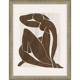 SA272-SEATED NUDE Hand framed in an ornate dark silver frame. Finished Size: W 10.25 in x H 13.25 in