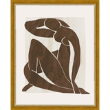 SA272-SEATED NUDE Hand framed in a transitional gold frame. Finished Size: W 12.25 in x H 15.25 in