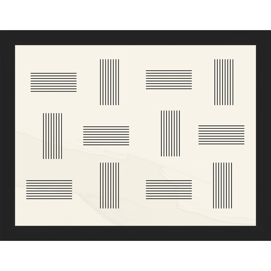 SA273-OPPOSING LINES Hand framed in a matte black frame. Finished Size: W 13.25 in x H 10.25 in