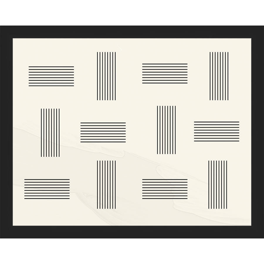 SA273-OPPOSING LINES Hand framed in a matte black frame. Finished Size: W 15.25 in x H 12.25 in