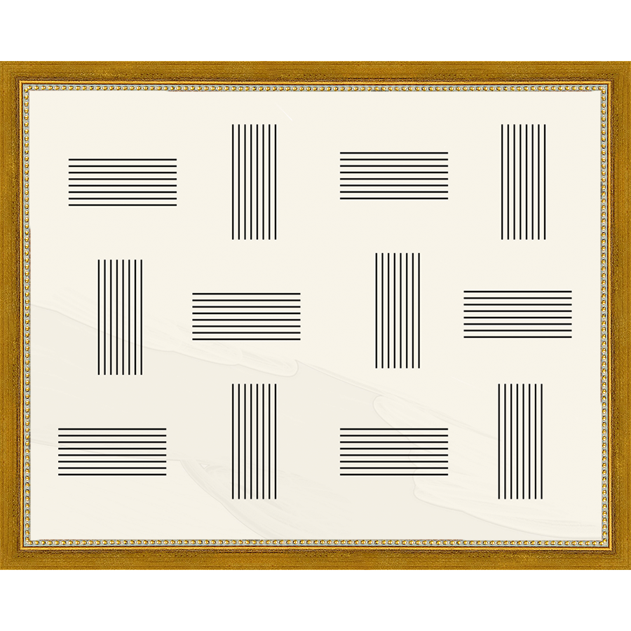 SA273-OPPOSING LINES Hand framed in a transitional gold frame. Finished Size: W 15.25 in x H 12.25 in