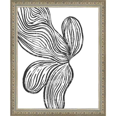 SA277-MINIMALIST FLORAL Hand framed in an ornate dark silver frame. Finished Size: W 9.25 in x H 11.25 in