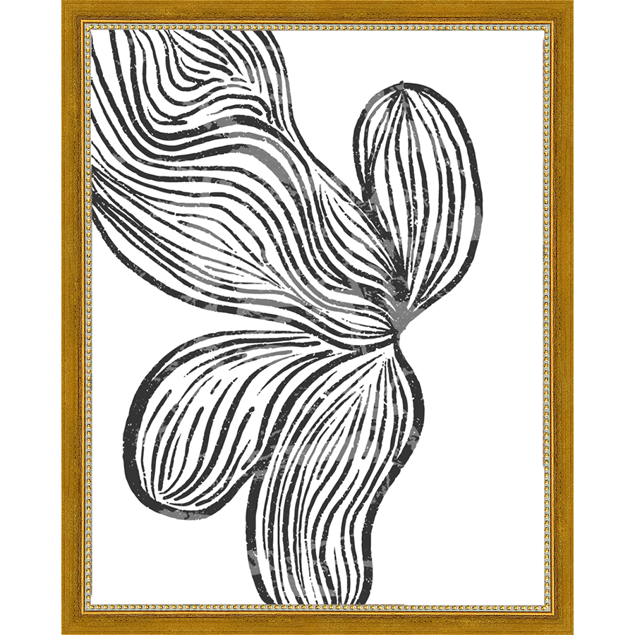 SA277-MINIMALIST FLORAL Hand framed in a transitional gold frame. Finished Size: W 12.25 in x H 15.25 in