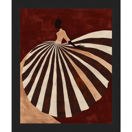 SA280-STRIPED SKIRT Hand framed in a matte black frame. Finished Size: W 9.25 in x H 11.25 in