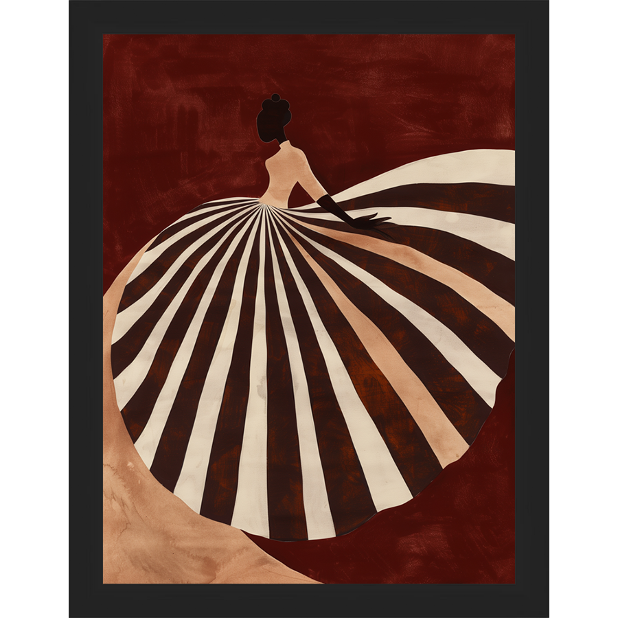 SA280-STRIPED SKIRT Hand framed in a matte black frame. Finished Size: W 10.25 in x H 13.25 in