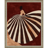 SA280-STRIPED SKIRT Hand framed in an ornate dark silver frame. Finished Size: W 12.25 in x H 15.25 in