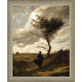 SA282-GUST OF WIND Hand framed in an ornate dark silver frame. Finished Size: W 9.25 in x H 11.25 in