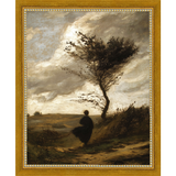 SA282-GUST OF WIND Hand framed in a transitional gold frame. Finished Size: W 9.25 in x H 11.25 in