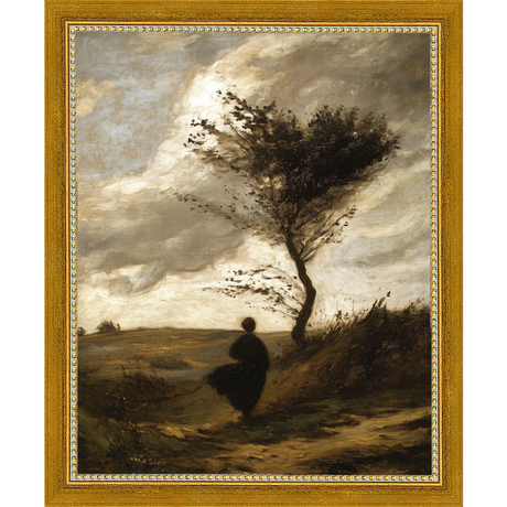 SA282-GUST OF WIND Hand framed in a transitional gold frame. Finished Size: W 9.25 in x H 11.25 in