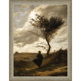 SA282-GUST OF WIND Hand framed in an ornate dark silver frame. Finished Size: W 10.25 in x H 13.25 in