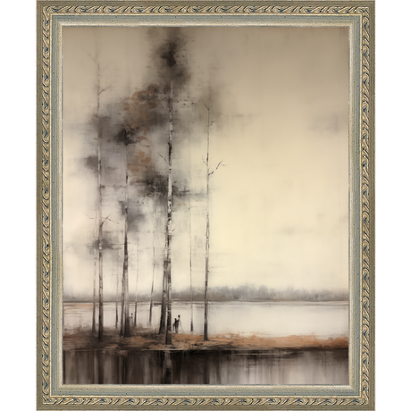 SA283-VINTAGE LAKESIDE Hand framed in an ornate dark silver frame. Finished Size: W 9.25 in x H 11.25 in