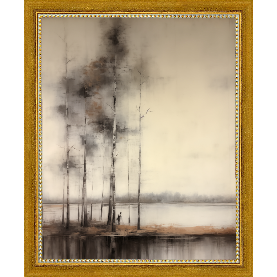 SA283-VINTAGE LAKESIDE Hand framed in a transitional gold frame. Finished Size: W 9.25 in x H 11.25 in