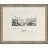 SA284-VINTAGE SKETCH PL 1 Hand framed in an ornate dark silver frame. Finished Size: W 11.25 in x H 9.25 in
