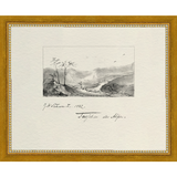 SA284-VINTAGE SKETCH PL 1 Hand framed in a transitional gold frame. Finished Size: W 11.25 in x H 9.25 in