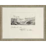 SA284-VINTAGE SKETCH PL 1 Hand framed in an ornate dark silver frame. Finished Size: W 13.25 in x H 10.25 in