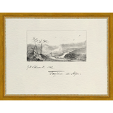 SA284-VINTAGE SKETCH PL 1 Hand framed in a transitional gold frame. Finished Size: W 13.25 in x H 10.25 in