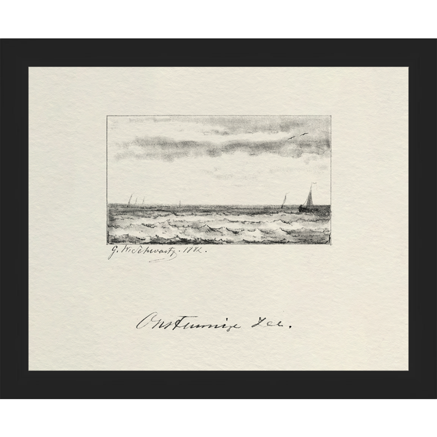 SA287-VINTAGE SKETCH PL 4 Hand framed in a matte black frame. Finished Size: W 11.25 in x H 9.25 in