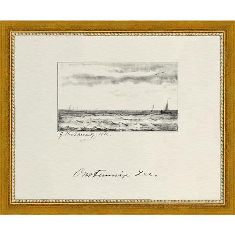 SA287-VINTAGE SKETCH PL 4 Hand framed in a transitional gold frame. Finished Size: W 11.25 in x H 9.25 in