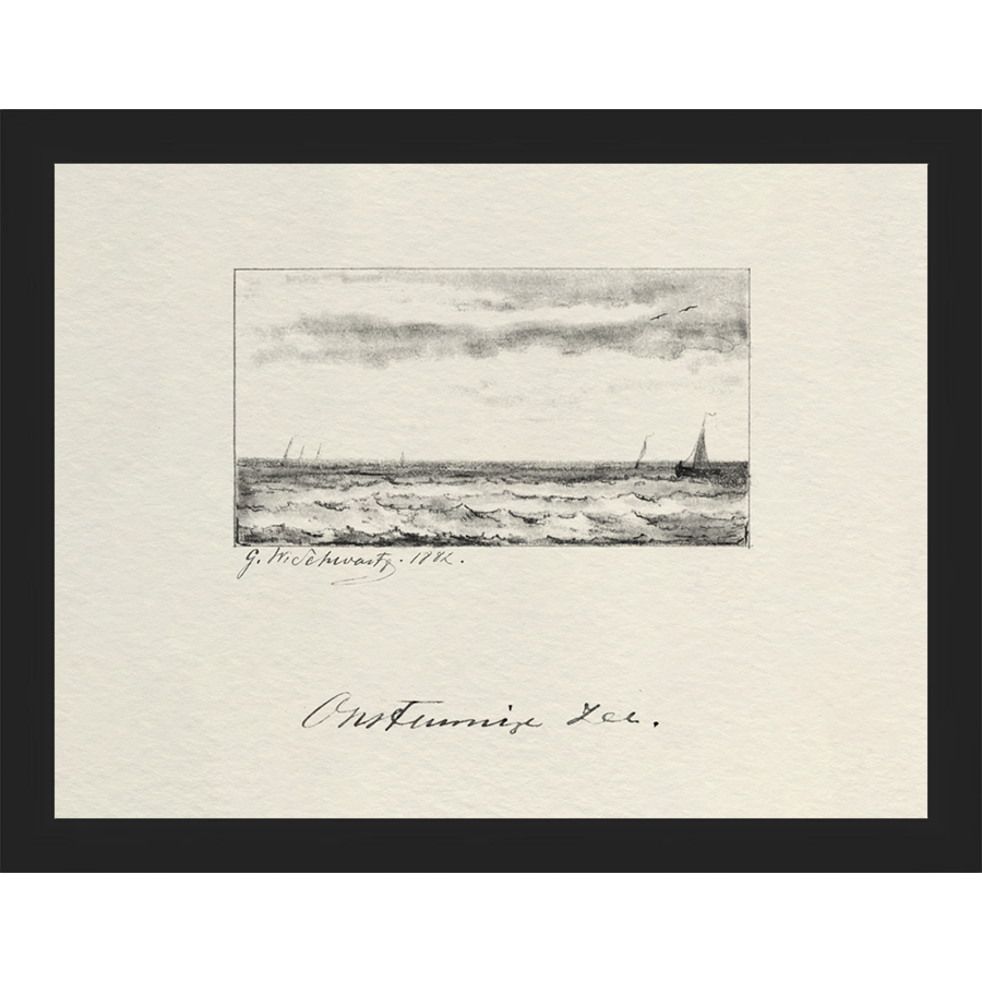 SA287-VINTAGE SKETCH PL 4 Hand framed in a matte black frame. Finished Size: W 13.25 in x H 10.25 in