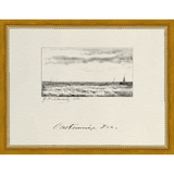 SA287-VINTAGE SKETCH PL 4 Hand framed in a transitional gold frame. Finished Size: W 13.25 in x H 10.25 in