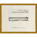 SA287-VINTAGE SKETCH PL 4 Hand framed in a transitional gold frame. Finished Size: W 15.25 in x H 12.25 in