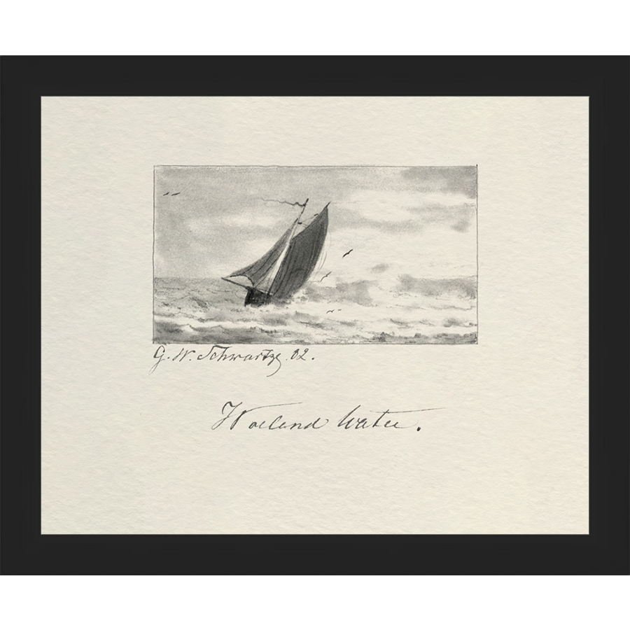 SA288-VINTAGE SKETCH PL 5 Hand framed in a matte black frame. Finished Size: W 11.25 in x H 9.25 in
