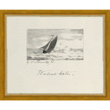 SA288-VINTAGE SKETCH PL 5 Hand framed in a transitional gold frame. Finished Size: W 11.25 in x H 9.25 in