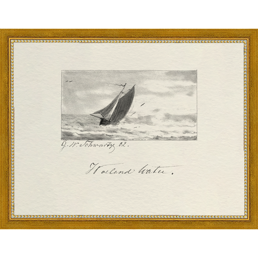 SA288-VINTAGE SKETCH PL 5 Hand framed in a transitional gold frame. Finished Size: W 13.25 in x H 10.25 in