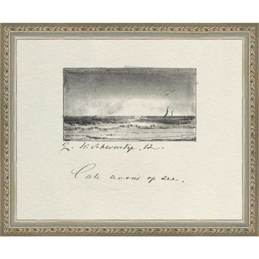 SA289-VINTAGE SKETCH PL 6 Hand framed in an ornate dark silver frame. Finished Size: W 11.25 in x H 9.25 in