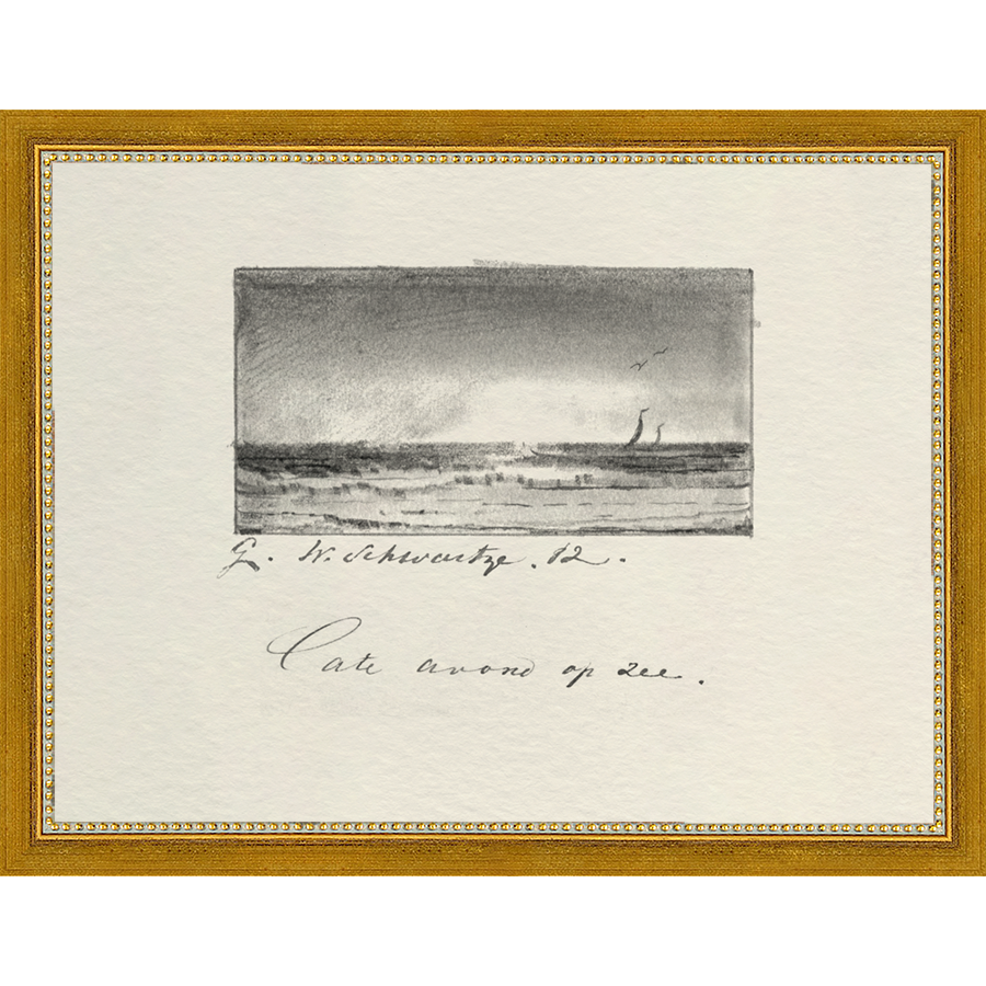 SA289-VINTAGE SKETCH PL 6 Hand framed in a transitional gold frame. Finished Size: W 13.25 in x H 10.25 in