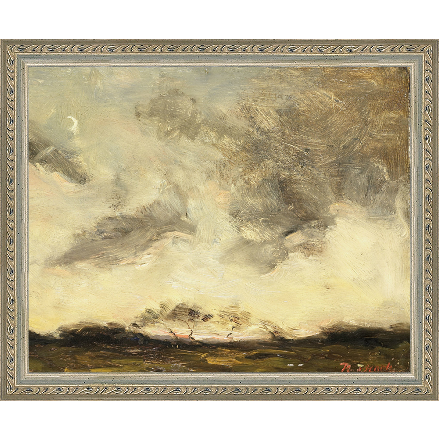 SA290-EVENING SUN Hand framed in an ornate dark silver frame. Finished Size: W 11.25 in x H 9.25 in